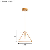 Simplicity Wooden Pendant Light In Beige - Square/Round/Triangle Design 1 Bulb Ideal For Dining Room