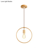 Simplicity Wooden Pendant Light In Beige - Square/Round/Triangle Design 1 Bulb Ideal For Dining Room