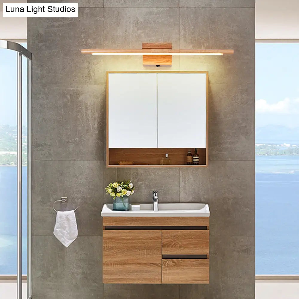 Simplistic Wooden Led Wall Mounted Vanity Light Fixtures For Bathrooms