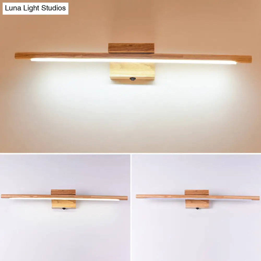 Simplistic Wooden Led Wall Mounted Vanity Light Fixtures For Bathrooms