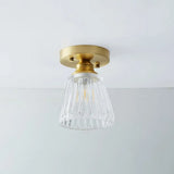 Single Brass Shaded Flushmount Bathroom Ceiling Light In Countryside Style / Wine Glass