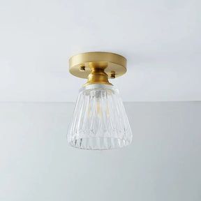 Single Brass Shaded Flushmount Bathroom Ceiling Light In Countryside Style / Wine Glass