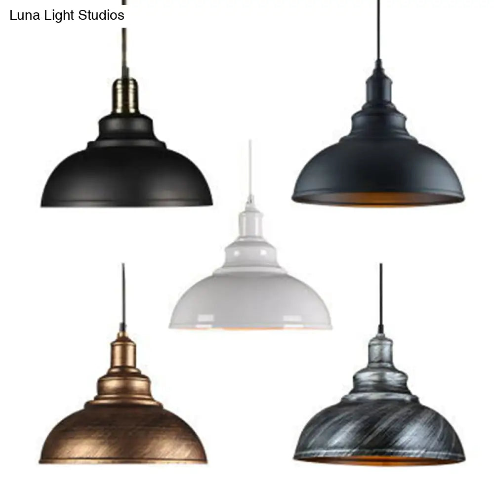 Single-Bulb Vintage Metal Pendant Lamp For Dining Room Pot Cover Hanging Design