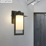 Single Bulb White Glass Wall Sconce In Black With Countryside Cylinder Design