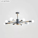 Sky Bang Kindergarten Chandelier - Wooden Nordic Hanging Light With Open Bulb