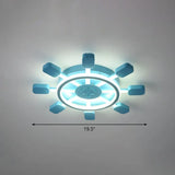 Sky Blue Led Flush Light Fixture - Childrens Bedroom Aluminum Rudder Ceiling