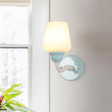 Sky Blue Milkglass Wall Sconce Light Fixture