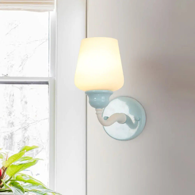 Sky Blue Milkglass Wall Sconce Light Fixture