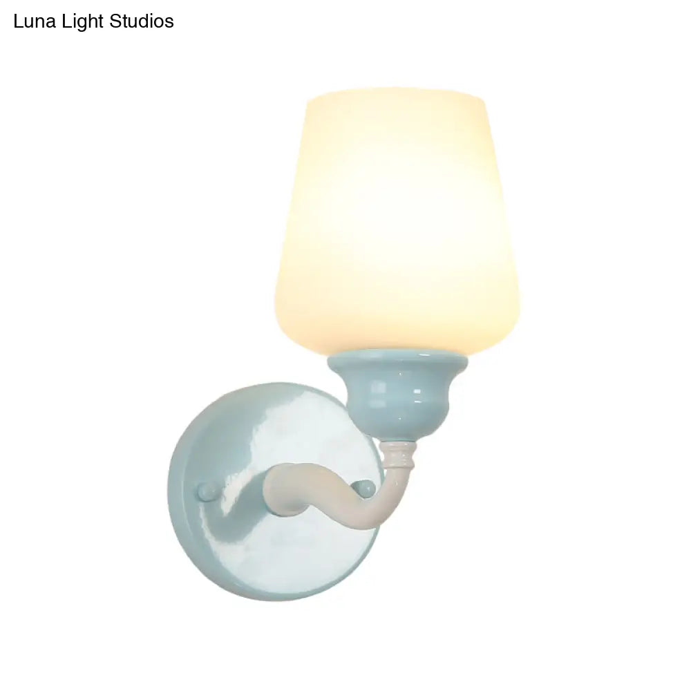 Sky Blue Milkglass Wall Sconce Light Fixture
