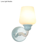 Sky Blue Milkglass Wall Sconce Light Fixture