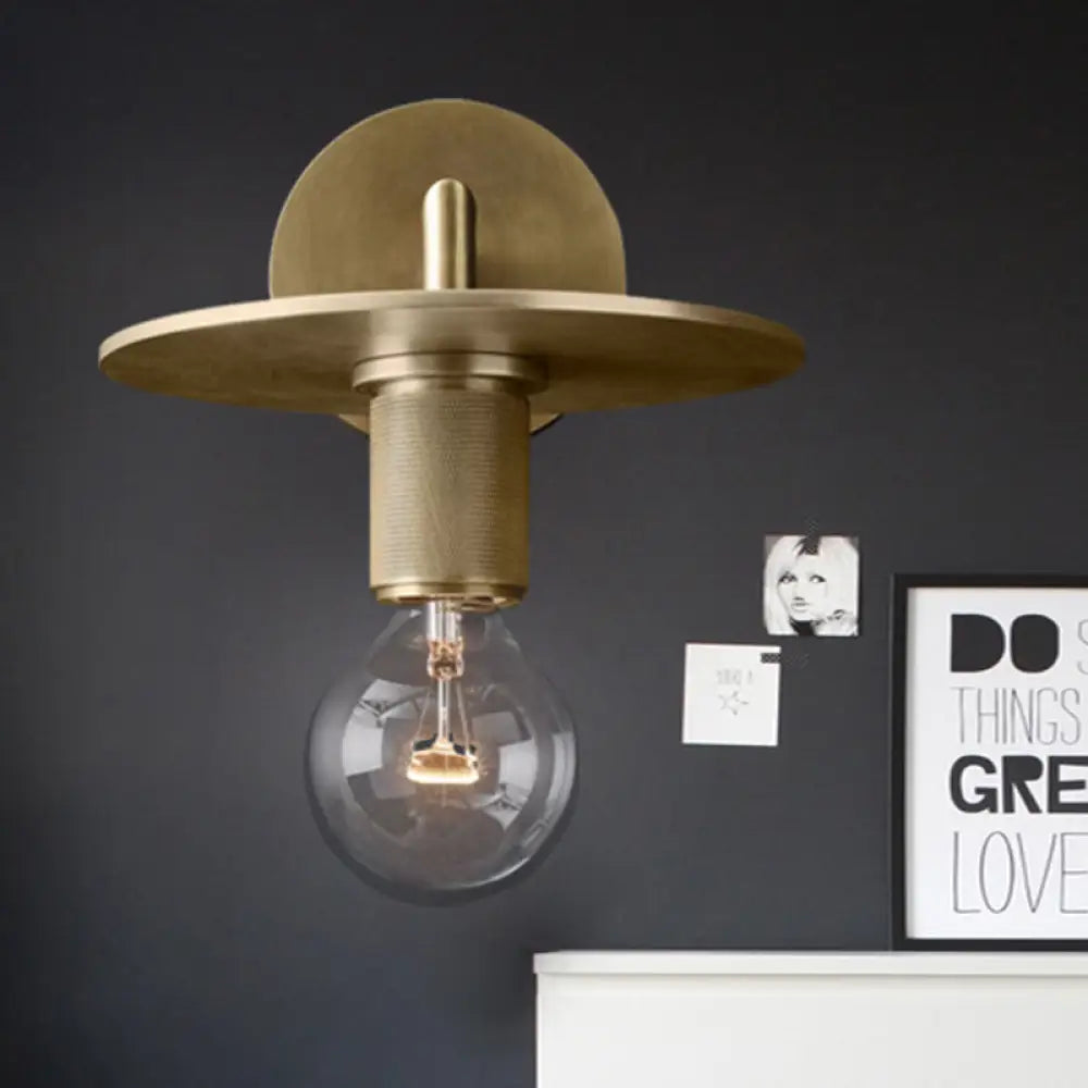 Sleek 1-Bulb Wall Mount Lamp: Minimalistic Exposed Bulb Metal Sconce In Black/Brass/Chrome Finish