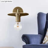 Sleek 1-Bulb Wall Mount Lamp: Minimalistic Exposed Bulb Metal Sconce In Black/Brass/Chrome Finish