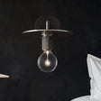 Sleek 1-Bulb Wall Mount Lamp: Minimalistic Exposed Bulb Metal Sconce In Black/Brass/Chrome Finish