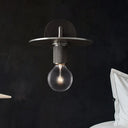 Sleek 1-Bulb Wall Mount Lamp: Minimalistic Exposed Bulb Metal Sconce In Black/Brass/Chrome Finish