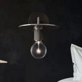 Sleek 1-Bulb Wall Mount Lamp: Minimalistic Exposed Bulb Metal Sconce In Black/Brass/Chrome Finish