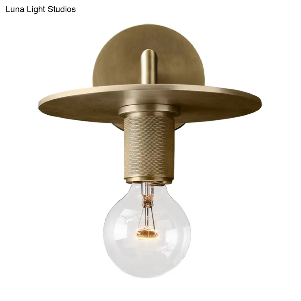 Sleek 1-Bulb Wall Mount Lamp: Minimalistic Exposed Bulb Metal Sconce In Black/Brass/Chrome Finish
