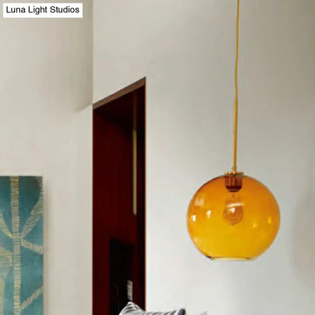 Sleek 1-Light Dining Room Pendant - Simplicity Ceiling Light With Globe Glass Shade