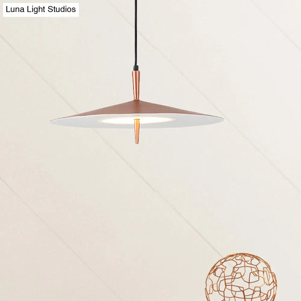 Sleek 1-Light Led Pendant In Rose Gold And White Acrylic