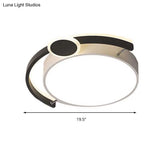Sleek 16’/19.5’ Wide Led Flush Ceiling Light In Metallic Black/Gold For Bedroom White