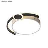 Sleek 16’/19.5’ Wide Led Flush Ceiling Light In Metallic Black/Gold For Bedroom White