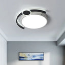 Sleek 16’/19.5’ Wide Led Flush Ceiling Light In Metallic Black/Gold For Bedroom White Black / 16’