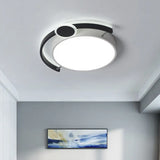 Sleek 16’/19.5’ Wide Led Flush Ceiling Light In Metallic Black/Gold For Bedroom White Black / 16’