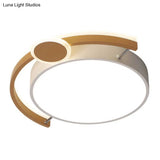 Sleek 16’/19.5’ Wide Led Flush Ceiling Light In Metallic Black/Gold For Bedroom White