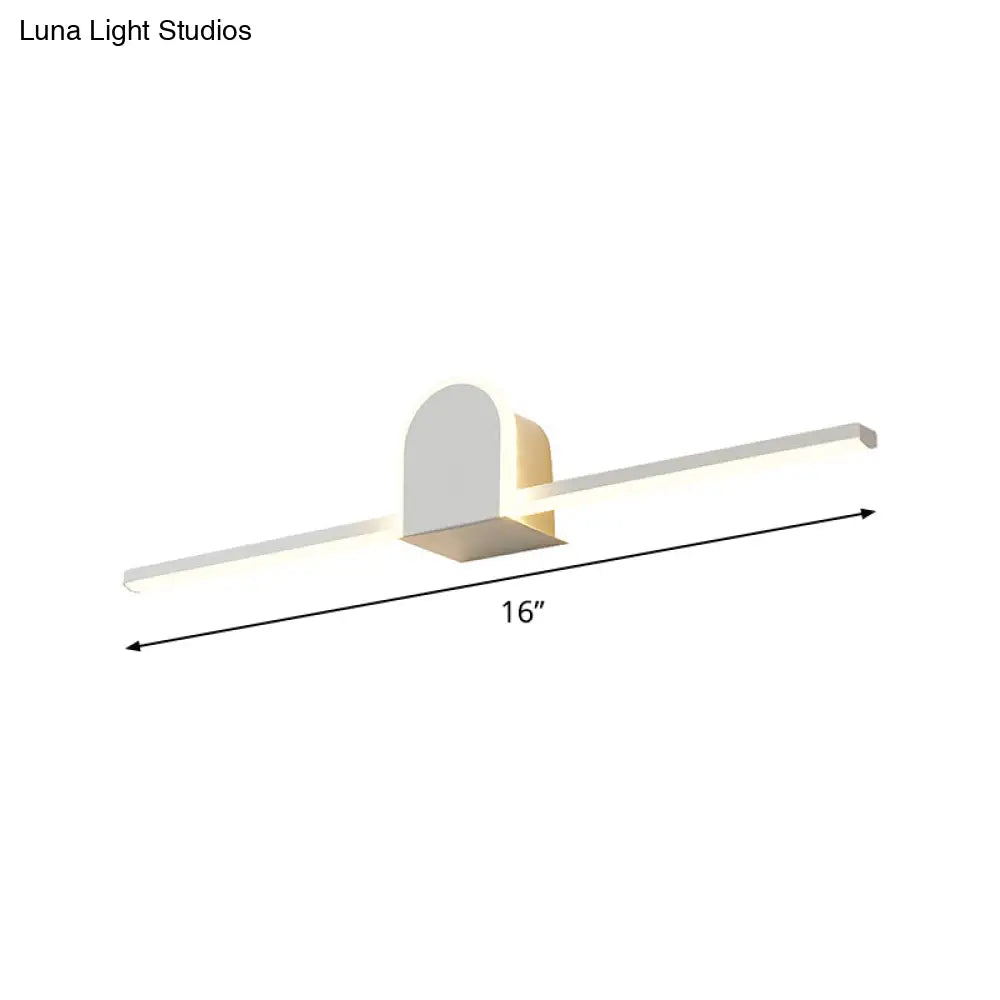 Sleek 16/23.5 Led Wall Lamp - Modern Slim Rod Bath Vanity Lighting With Acrylic Shade