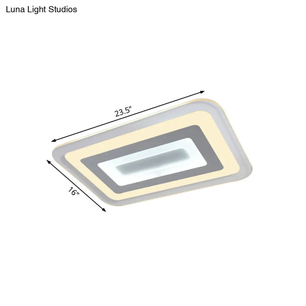 Sleek 23’/31’/47’ Thin Acrylic Flush Mount Led Ceiling Lamp In Warm/White Light - White