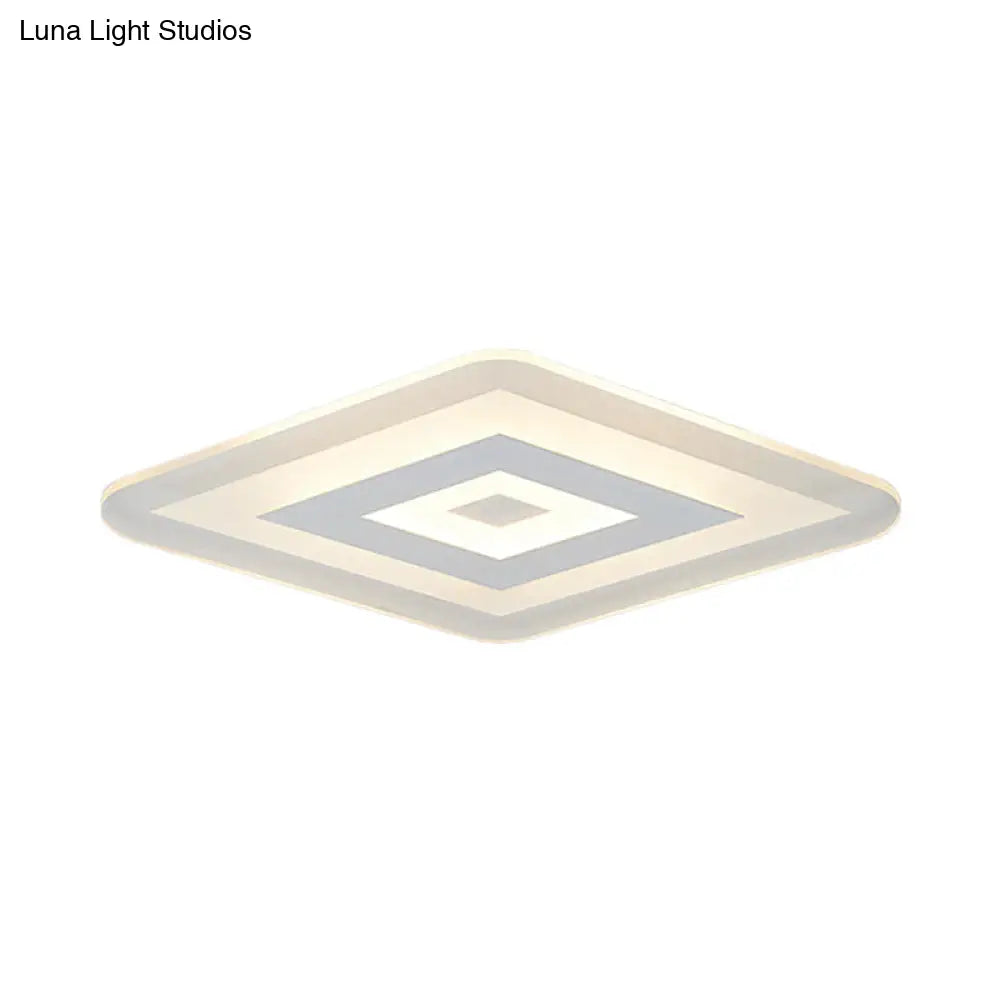 Sleek 23’/31’/47’ Thin Acrylic Flush Mount Led Ceiling Lamp In Warm/White Light - White
