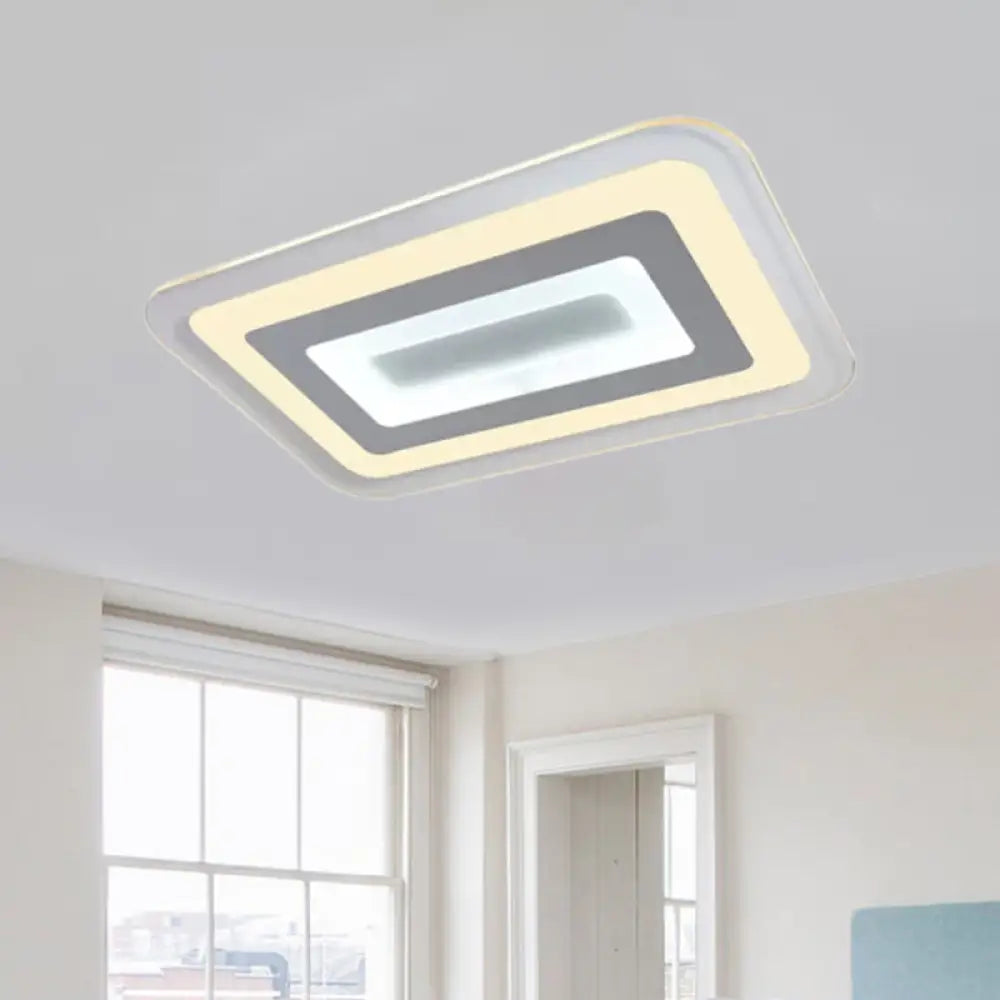 Sleek 23/31/47 Thin Acrylic Flush Mount Led Ceiling Lamp In Warm/White Light - White