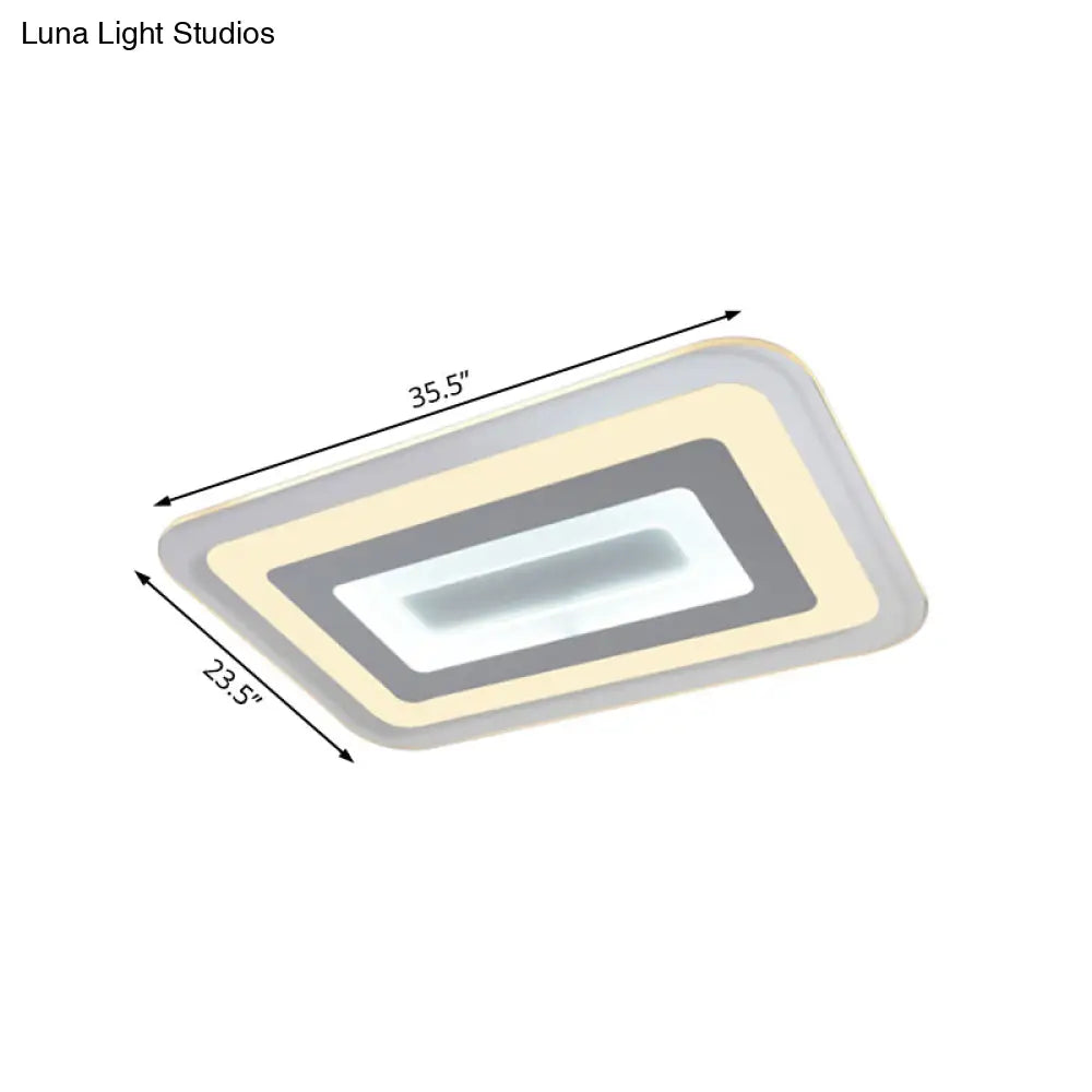 Sleek 23’/31’/47’ Thin Acrylic Flush Mount Led Ceiling Lamp In Warm/White Light - White
