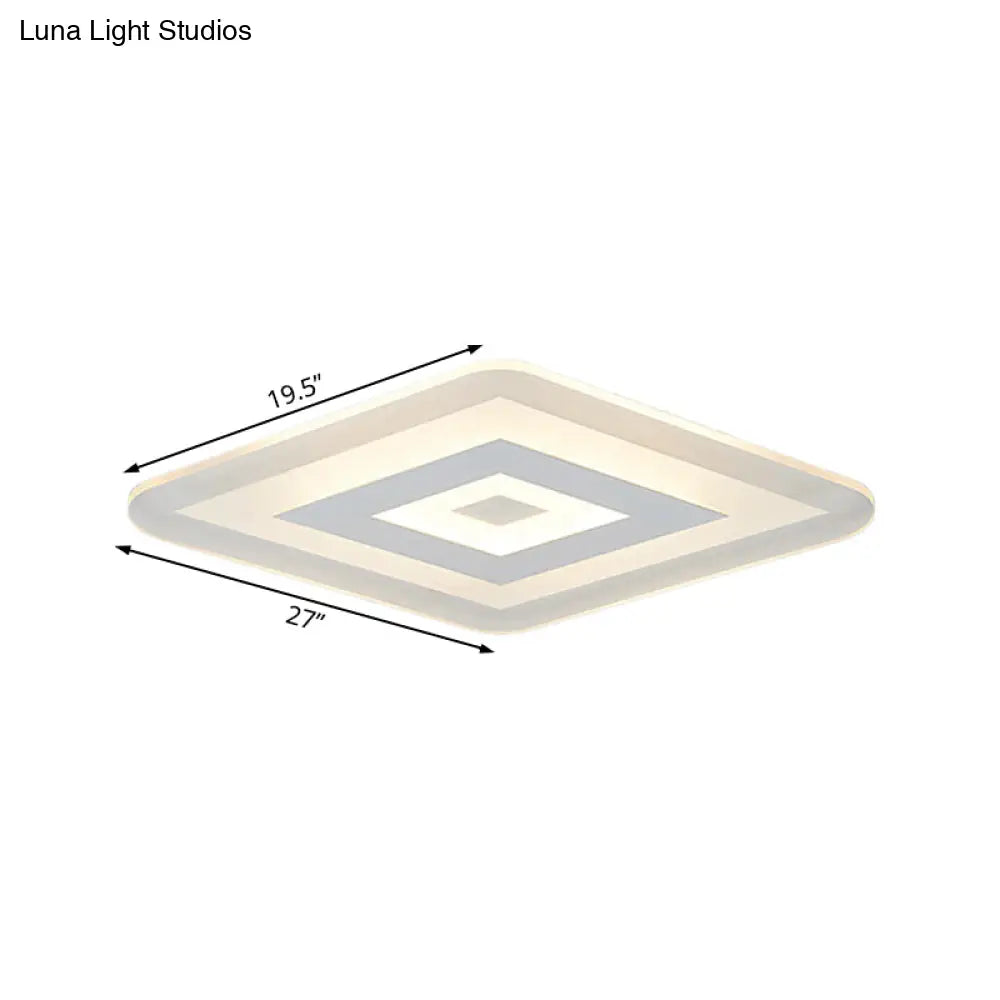 Sleek 23’/31’/47’ Thin Acrylic Flush Mount Led Ceiling Lamp In Warm/White Light - White