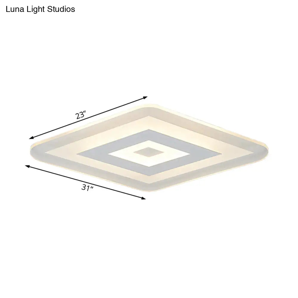 Sleek 23’/31’/47’ Thin Acrylic Flush Mount Led Ceiling Lamp In Warm/White Light - White