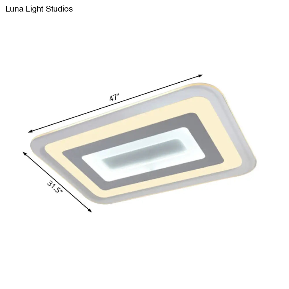Sleek 23’/31’/47’ Thin Acrylic Flush Mount Led Ceiling Lamp In Warm/White Light - White
