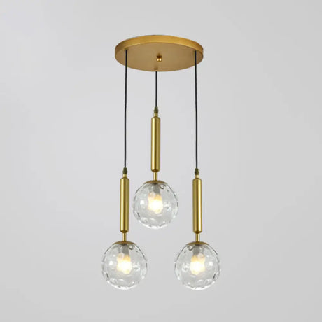 Sleek 3-Light Glass Pendant: Modern Creative Multi-Light Fixture For Clothing Stores Gold / Clear