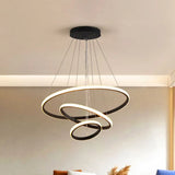 Sleek 3-Ring Led Ceiling Pendant Light: Modern Bedroom Lighting Fixture Black