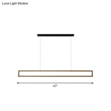 Sleek 39/47 Rectangular Hanging Lamp: Simplicity Aluminum Led Island Pendant For Dining Room With
