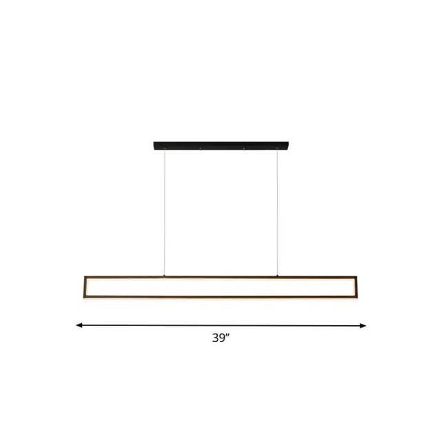 Sleek 39/47 Rectangular Hanging Lamp: Simplicity Aluminum Led Island Pendant For Dining Room With
