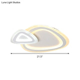 Sleek Acrylic Dual Triangle Led Ceiling Lamp - Minimalist White Flush Light Fixture In Warm Cool