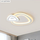 Sleek Acrylic Dual Triangle Led Ceiling Lamp - Minimalist White Flush Light Fixture In Warm Cool
