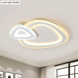 Sleek Acrylic Dual Triangle Led Ceiling Lamp - Minimalist White Flush Light Fixture In Warm Cool