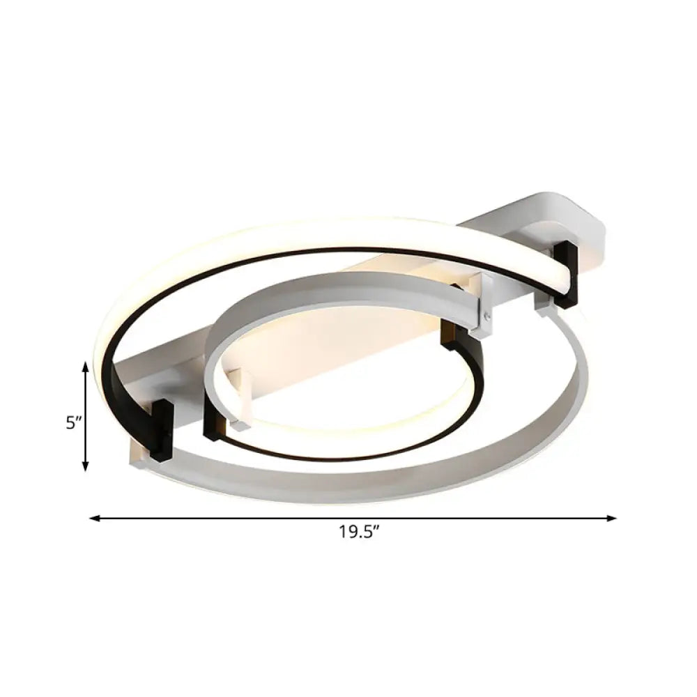Sleek Acrylic Led Bedroom Ceiling Lamp In Warm/White Light - Black/White Flush Mount Various Sizes