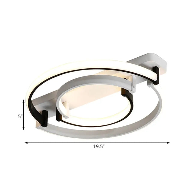 Sleek Acrylic Led Bedroom Ceiling Lamp In Warm/White Light - Black/White Flush Mount Various Sizes