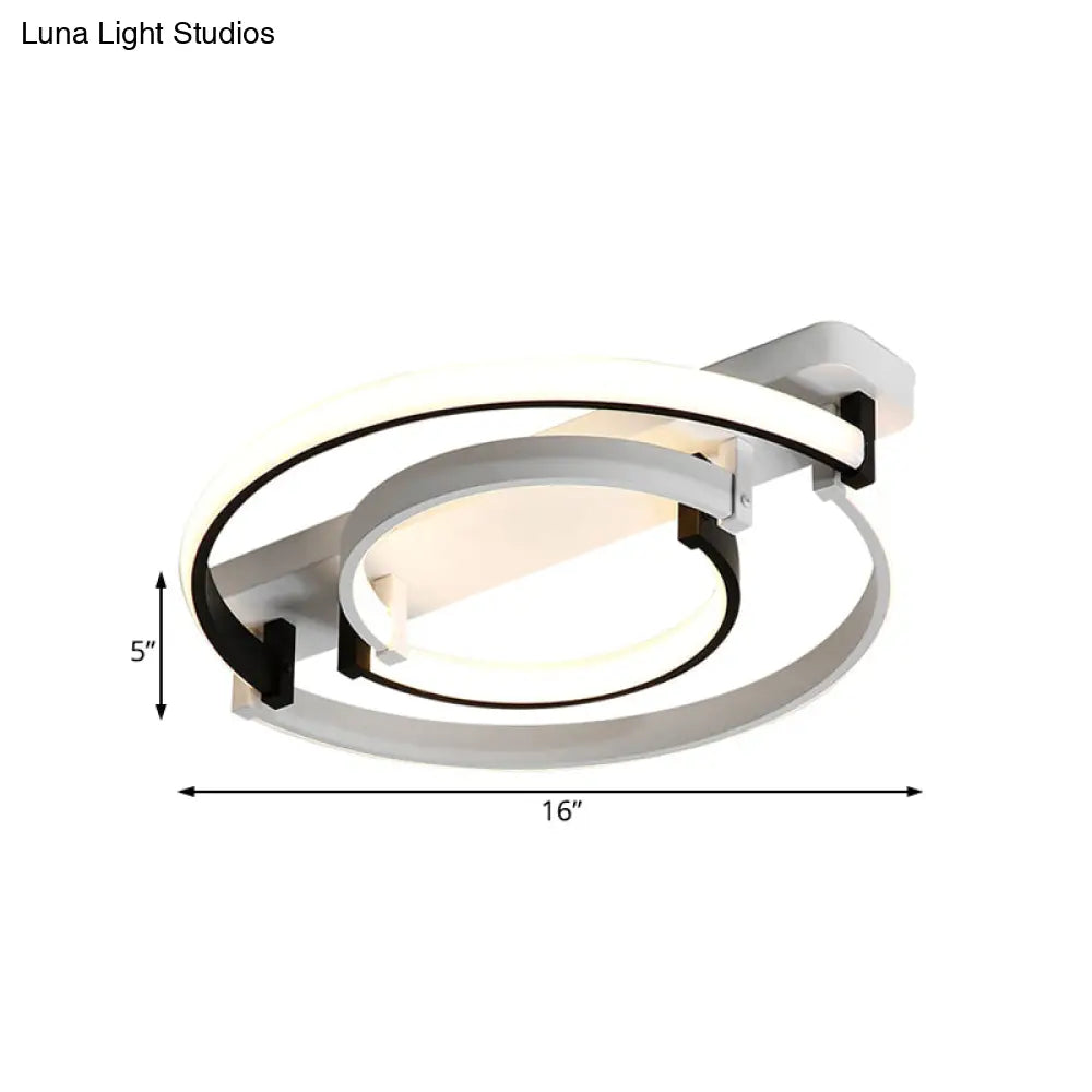 Sleek Acrylic Led Bedroom Ceiling Lamp In Warm/White Light - Black/White Flush Mount Various Sizes