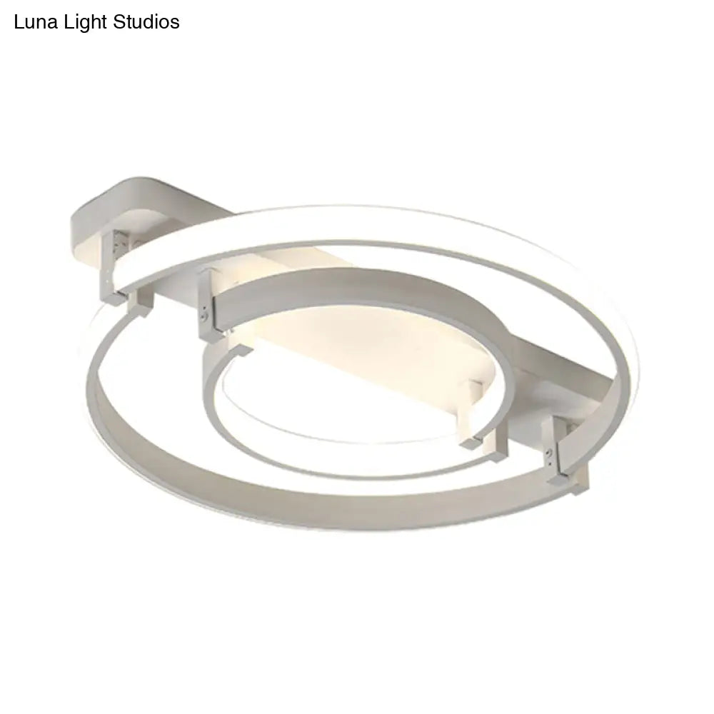 Sleek Acrylic Led Bedroom Ceiling Lamp In Warm/White Light - Black/White Flush Mount Various Sizes