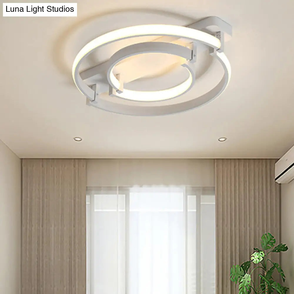Sleek Acrylic Led Bedroom Ceiling Lamp In Warm/White Light - Black/White Flush Mount Various Sizes