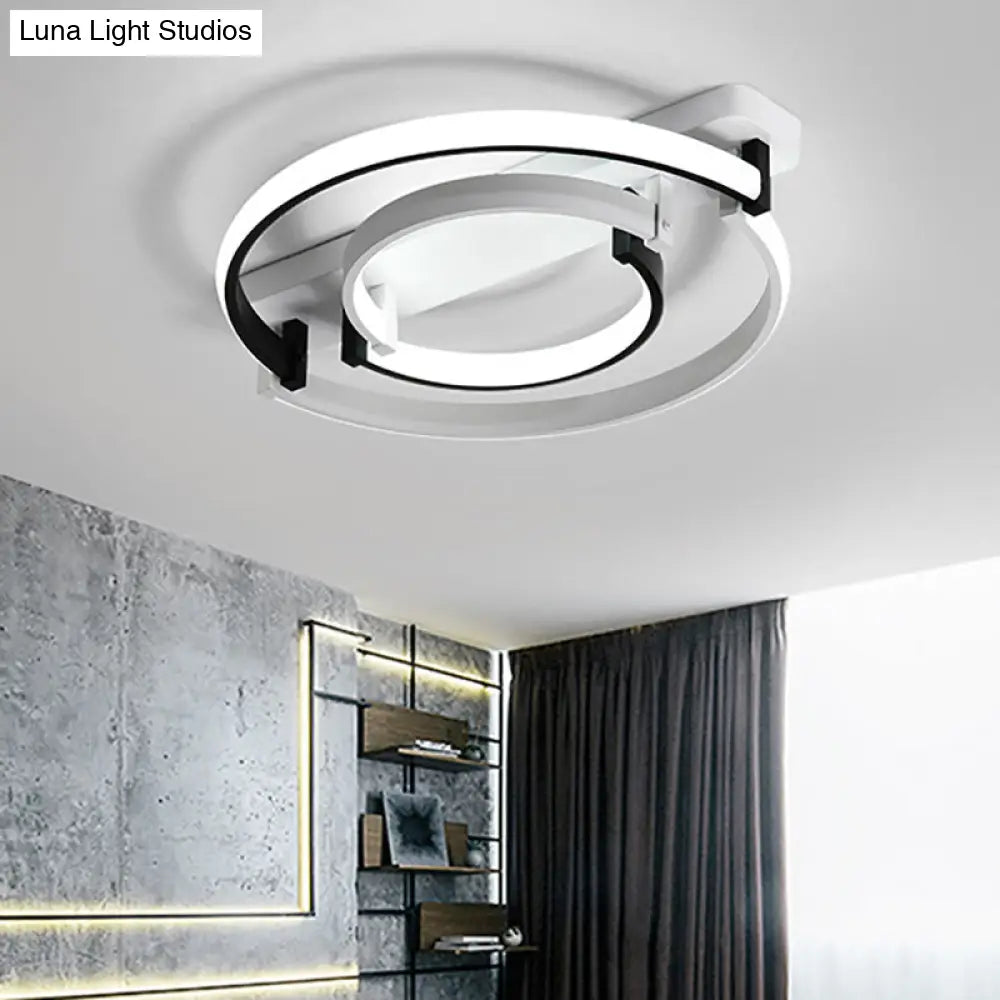 Sleek Acrylic Led Bedroom Ceiling Lamp In Warm/White Light - Black/White Flush Mount Various Sizes