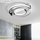 Sleek Acrylic Led Bedroom Ceiling Lamp In Warm/White Light - Black/White Flush Mount Various Sizes