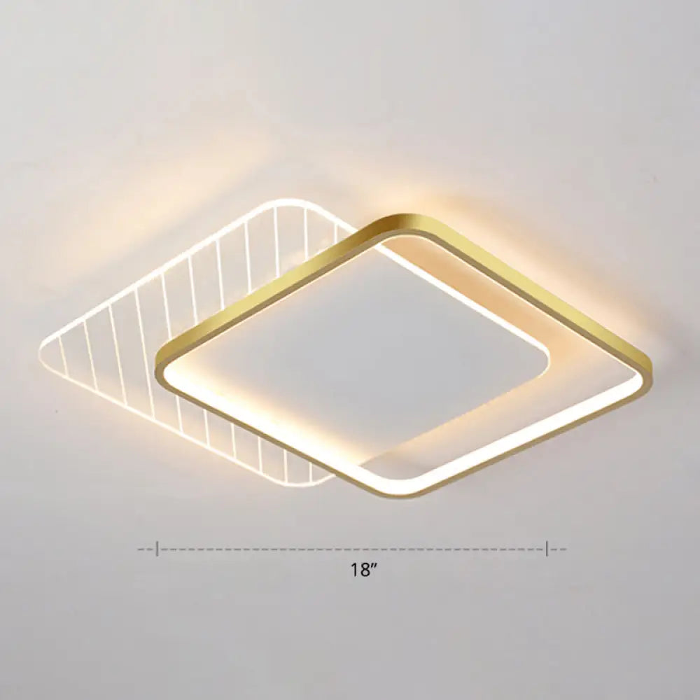Sleek Acrylic Led Ceiling Light - Contemporary Flush Mount Lamp For Bedrooms Gold / Remote Control
